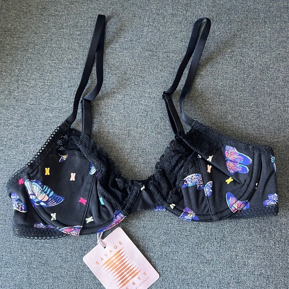 Cotton butterfly lace unlined bra - Picture 3 of 10